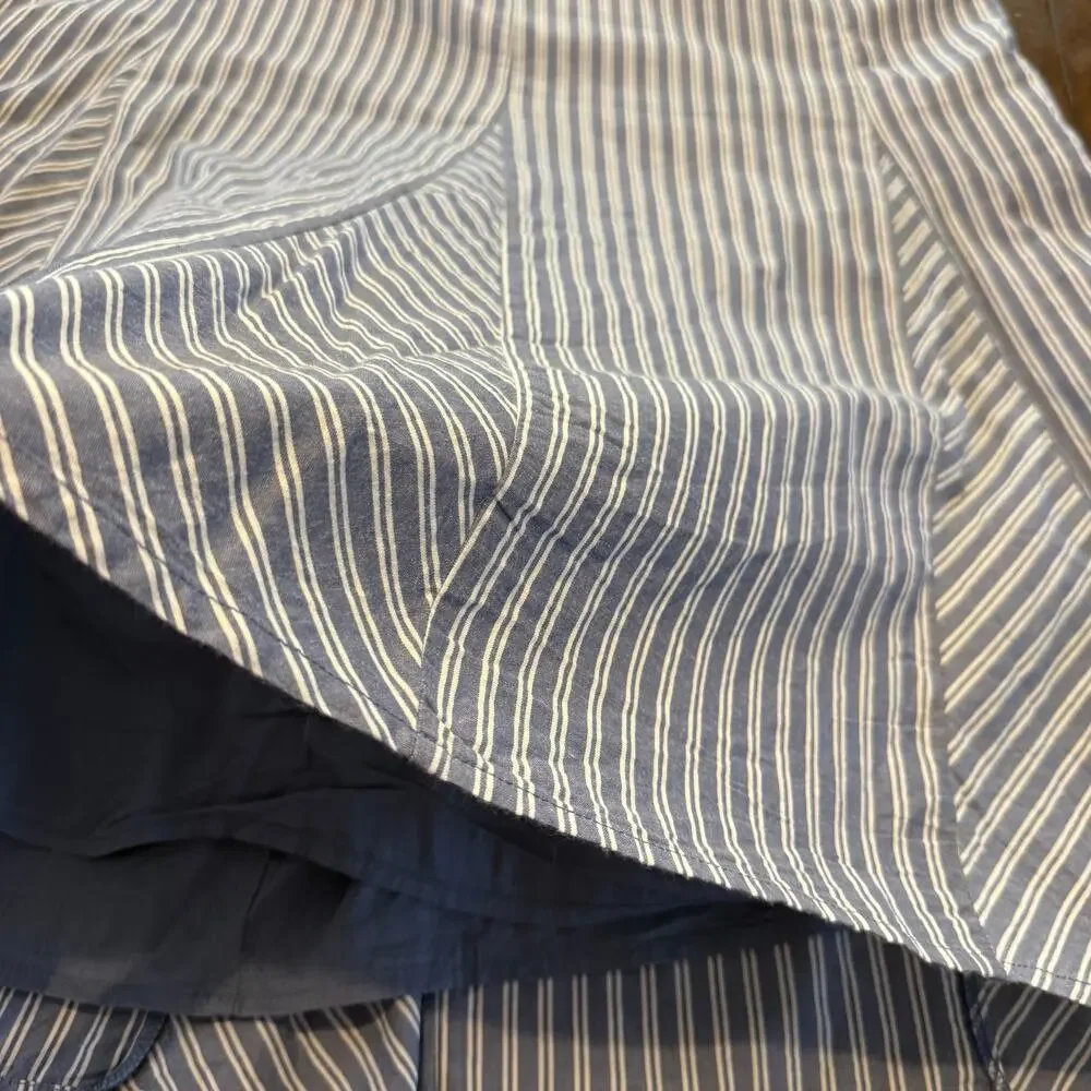 Merona Women's skirt, a-line, blue white stripes midi length, cotton, Size 14
